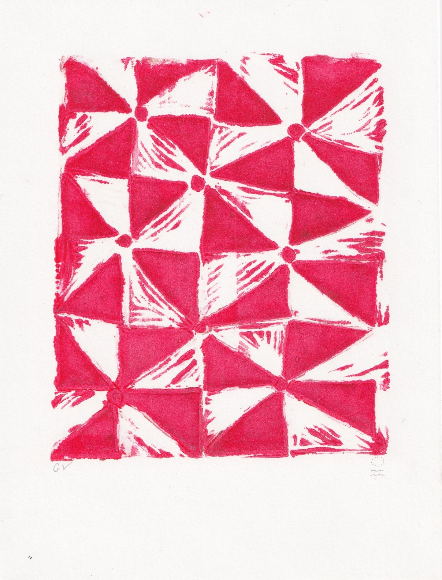 Hand blocked Print - Cherry